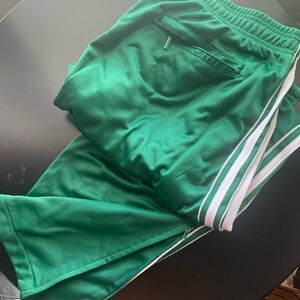 Active USA Green Kids Joggers with White Stripes